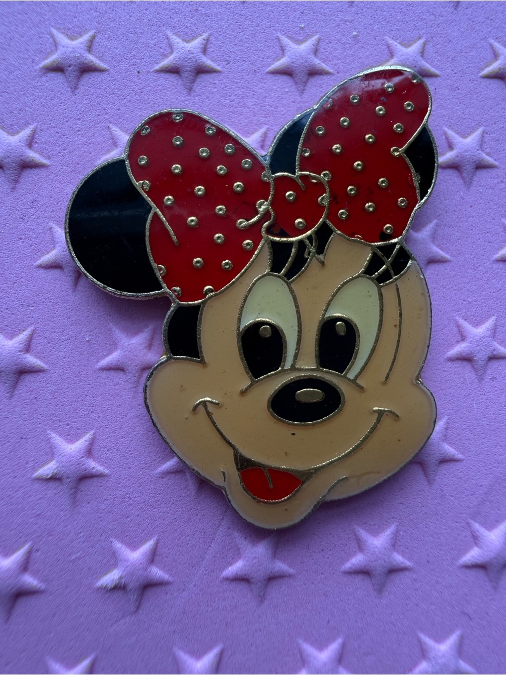 Vintage Minnie Mouse Red Bow Enamel Vintage Trading Pin - Disney